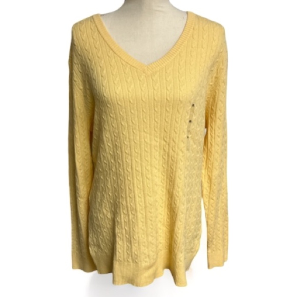 Basic Edition Ladies Pale Yellow Long Sleeve Light Sweater Plus Size XXL NWT